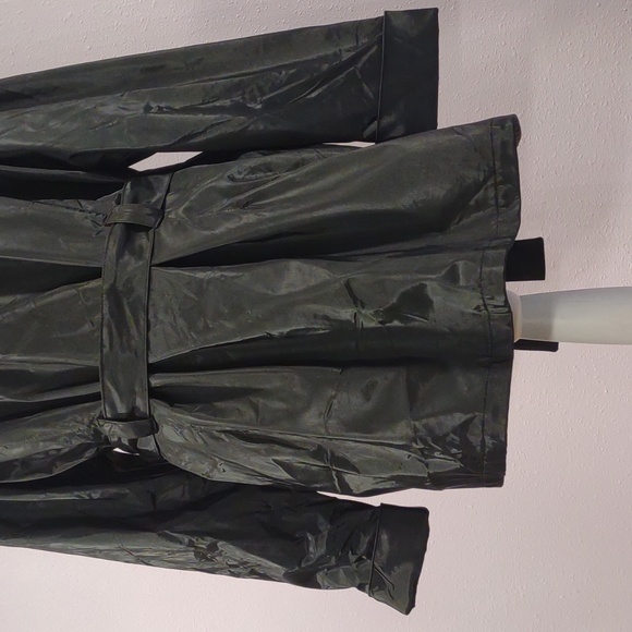 Black Button Up and Waist Tie Rain Jacket 20W Naji Sportswear - Picture 5 of 7